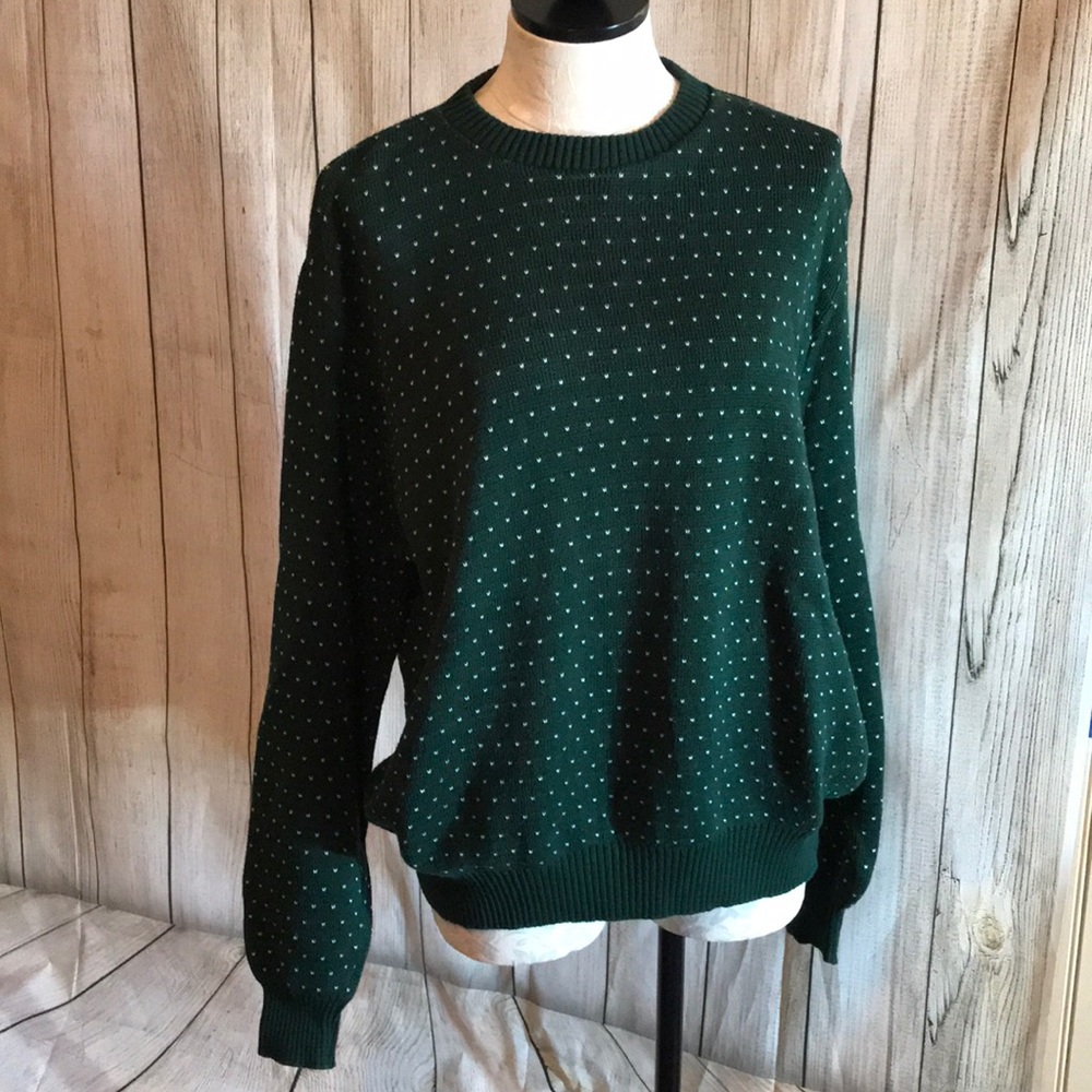 Lands end green and white sweater